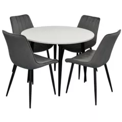 Комплект стол и стулья Evelin di Costacurta cтол DT-402-3B + 4 стула YTC-055B Bluvel-14 (Dark grey)