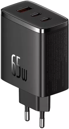 Зарядное устройство сетевое Baseus P10152301113-00 GaN 2*Type-C+1*USB-A 65W, Cube Pro Series, Cluster Black