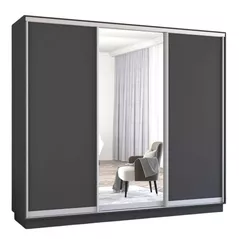 Dulap Mobildor-Lux Fox uși glisante din oglindă și PAL (270x60x200H cm) Anthracite