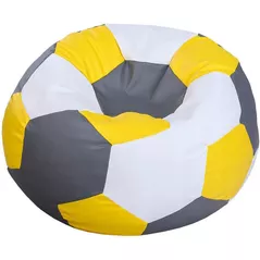 Кресло-мешок BeanBag BM6108, Mяч из экокожи Ares, L, серый, белый, желтый