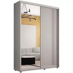 Dulap Mobildor-Lux Compact uși glisante Oglindă + PAL cu ornament grecesc (160x45x200H cm) Grey