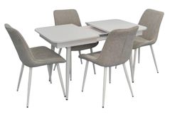 Set masă și scaune Evelin di Costacurta стол DT-432-1R Wh + 4 стула YTC-055Wh Light grey