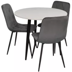 Комплект стол и стулья Evelin di Costacurta cтол DT-404-3B + 3 стула YTC-080B Bluvel-14 (Dark grey)