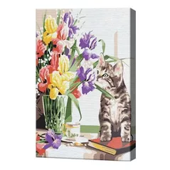 Картина по номерам Art Gallery CX3950 20x30cm Motan si un buchet de flori