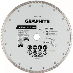 Диск отрезной Graphite 56669 Disc diamant Turbo d230×22.2mm (57T320)