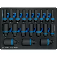 Set de tubulare, bite, duze King Tony 4419MP набор 1/2" ударных головок 6 гран. 10-32мм, 19 пр.