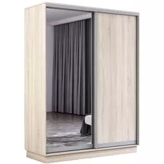 Dulap Mobildor-Lux Fox uși glisante din oglindă și PAL (160x60x220H cm) Sonoma