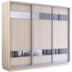 Шкаф Mobildor-Lux Раздвижные двери Fox из ДСП с зеркальными элементами (260x60x210 см, высота) Sonoma