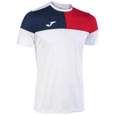 Одежда для спорта Joma Crew V Short Sleeve T-Shirt White Red Navy (L) 103084.206