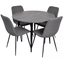Комплект стол и стулья Evelin di Costacurta cтол DT-402-6B + 4 стула YTC-078B Bluvel-14 (Dark grey)