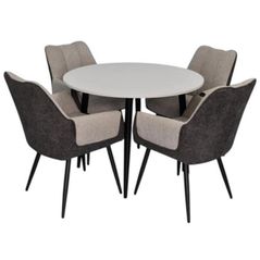 Комплект стол и стулья Evelin di Costacurta стол DT-402-3B + 4 стула QT-227B Light grey/Dark grey