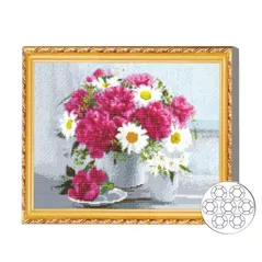 Картина по номерам Art Gallery GA84201 Mozaic cu diamante 40x50cm Buchet de romanite si bujori