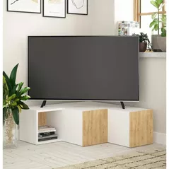 Comodă TV Trendy Compact, alb, stejar 90x32x92cm