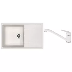 Chiuvetă bucătărie cu bateria Dr.Gans Techno 860 + SanDonna F 1066 alb
