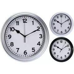 Часы Promstore 08684 rotund 22.3cm, H3.8cm Clasic, plastic, negru/alb