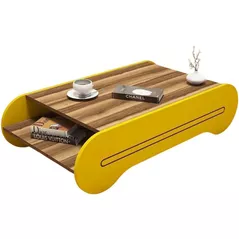 Măsuţă cafea Trendy Cool, Nuc, Galben 120x30x63cm