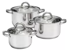 Cratiță Ambition 68878 Cookware Set 6pcs With Lid, Berry, Stainless Steel, Tempered Glass