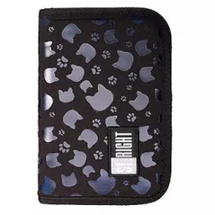 Школьный пенал St.RIGHT 52878 Penar 21x14x3.5cm Black Cats, textil, cu 2 buzunare