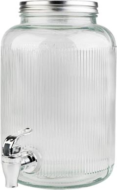 Контейнер для хранения пищи Excellent Houseware 38635 Borcan băuturi Dungi, 4.0L, D16x25cm, din sticla cu robinet