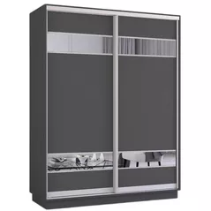 Dulap Mobildor-Lux Fox uși glisante din PAL cu elemente din oglindă (190x60x200H cm) Anthracite