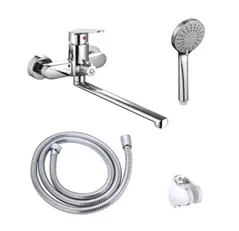 Baterie pentru cadă Hydro S Set baterie cadă, pipă lungă, cu pară și furtun, Aquafix 501, crom (0400374)