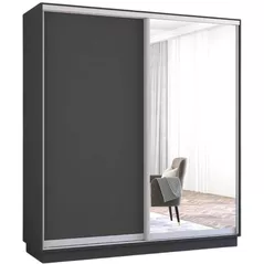 Шкаф Mobildor-Lux Раздвижные двери Fox из зеркала и ДСП (180x60x210 см) Антрацит