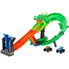 Mașină Hot Wheels JFR06 Set de joacă Demolarea Dragonului, cu 2 mașini Monster Trucks 1:64