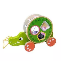 Игрушка каталка Promstore 51784 Каталка-сортер деревянная развивающая Крокодил