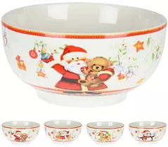 Салатница Promstore 36758 Salatiera 14cm, 600ml, Personaje de Crăciun, porțelan (în asort.)