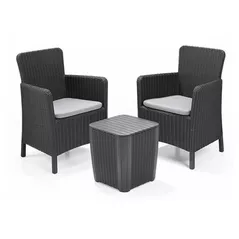 Садовая мебель Keter 57727 Set mobilier Trenton 3unitati: masa + 2 fotoli, grafit-gri rece