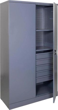 Система хранения инструментов УХЛ-МАШ ШИ-10/2П/5В Шкаф инструментальный, перфорированный (1970х1000х500мм) (2 полки 5 ящика)