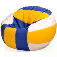 Fotoliu BeanBag BeanBag BM0546, Minge de volei, XL, Piele ecologică Ares, albastru, galben, alb