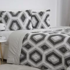 Textile de casă Relaxe Home 024556 Cuvertura TEP BOHO 220x240cm + 2 Fete de perne 50x70cm, Light Grey