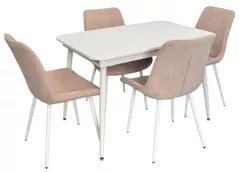 Set masă și scaune Evelin di Costacurta стол DT-531R Wh + 4 стула YTC-055Wh UF885-03 (Light beige)