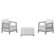 Mobilier pentru grădină Keter 57958 Scandi 5 unități: masa, 2 fotoli, 2 perne, gri/gri inchis