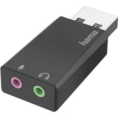 Аксессуар для ПК Hama 200323 Usb Sound Card, Usb Plug - 2 X 3.5 Mm Jack Socket, Stereo