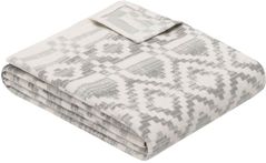 Textile de casă Ibena 2414/800 Jacquard Baumwolldecke Amora mith GOTS Zertifikat Grey/white