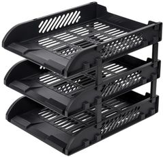 Лоток для документов Deli DLE9213-BK Set 3 tavite suprapozabile, negru