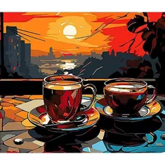 Картина по номерам Strateg 58025 Ceai la apus 30x40cm (fundal negru)