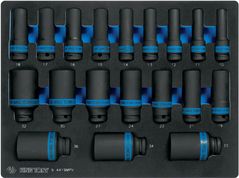 Set de tubulare, bite, duze King Tony 9-4419MPV набор 1/2" ударных головок глубоких 6гр., от 10 до 36мм, 19 пр. (FOAM)