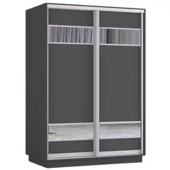 Шкаф Mobildor-Lux Fox uși glisante din PAL cu elemente din oglindă (150x60x230H cm) Anthracite