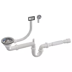 Sifon pentru chiuvetă bucătărie Uniplast U3-FO45T tip tubular D.1.1/2"x40 cu 1 racord, preaplin si furtun gofrat 40/50 METLINE