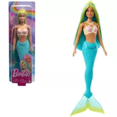 Păpușă Barbie HRR03 Sirena cu păr albastru – verde