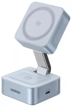 Încărcător wireless Ugreen 55960B, MagFlow 2-in-1 Magnetic Wireless Charger Q2 25W