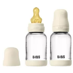 Поильник BIBS 5219216 Set 2 biberoane din sticla Ivory cu tetina din latex flux lent, 120ml