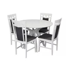 Комплект стол и стулья Evelin di Costacurta стол Raffles Round White (d=960) + 4 стула Deepa R White/NV-10WP Grey
