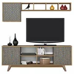 Стенка Trendy Inci, Nuc, Albastru 160x56x35cm