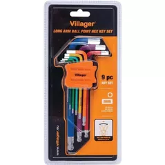Set de unelte de mână Villager Set cu cheie hexagonala cu brat lung 9 pcs (059881)