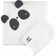 Accesoriu pentru baie Premaman PBRF1P-ECR-UNQ Prosop de baie cu gluga si manusa Panda
