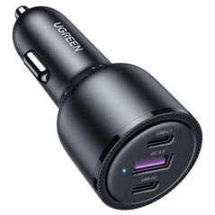 Зарядное устройство для автомобиля Ugreen 20467 2*Type-C + 1*USB-A Aluminum 3A 69W, Grey